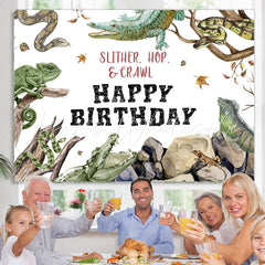 Lofaris Wild Animals Slither Hop Crawl Happy Birthday Backdrop