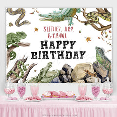 Lofaris Wild Animals Slither Hop Crawl Happy Birthday Backdrop