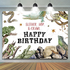 Lofaris Wild Animals Slither Hop Crawl Happy Birthday Backdrop