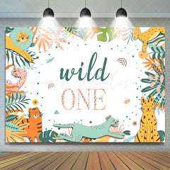 Lofaris Wild One Jungle Animals Happy 1st Birthday Backdrop