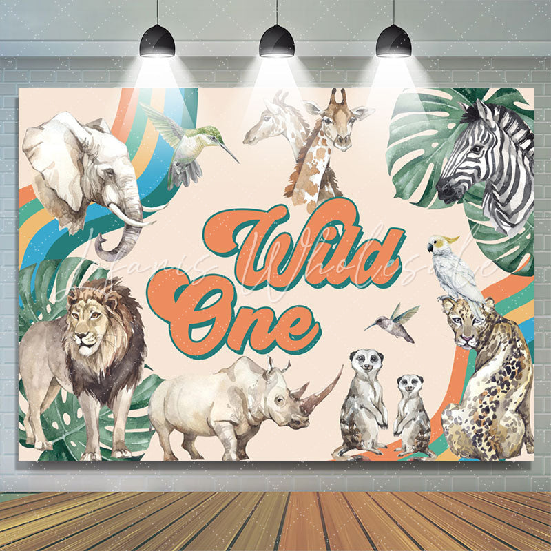 Lofaris Wild One Leaf Safari Happy 1st Birthday Backdrop