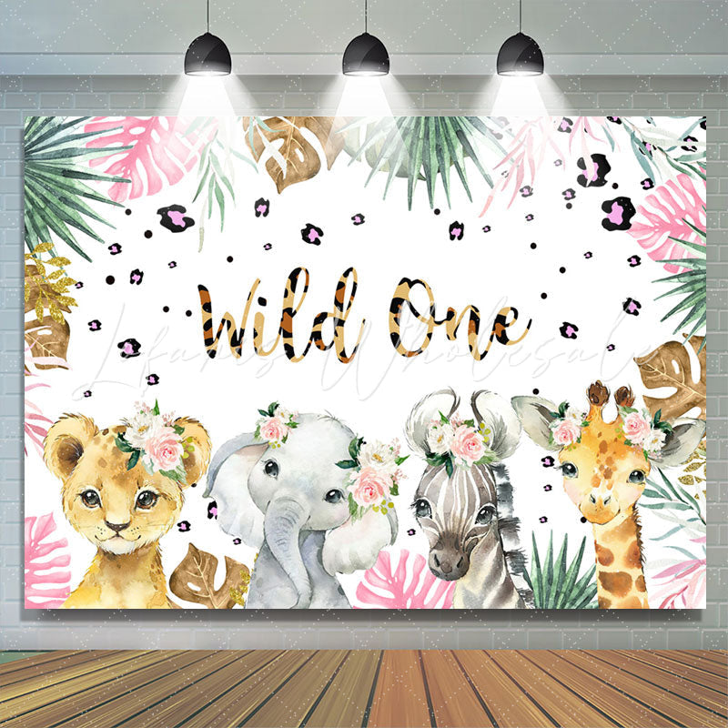 Lofaris Wild One Leopard Floral Safari 1st Birthday Backdrop