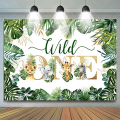 Lofaris Wild One Little Animals Green Leaves Backdrop For Birthday