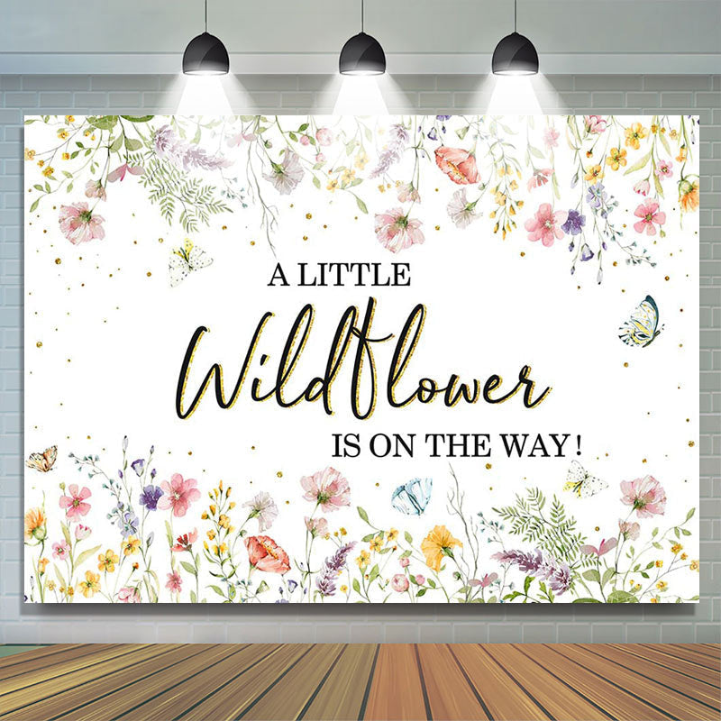 Lofaris Wildflower On The Way Butterfly Baby Shower Backdrop