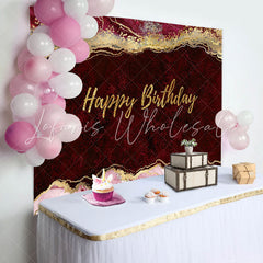 Lofaris Wine Red Gold Glitter Abstract Birthday Backdrop