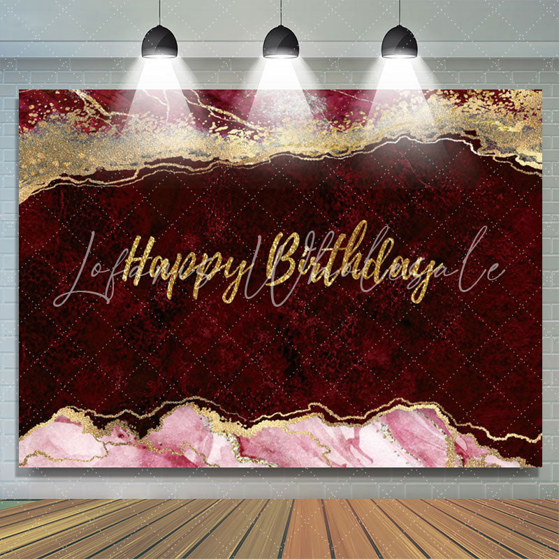 Lofaris Wine Red Gold Glitter Abstract Birthday Backdrop