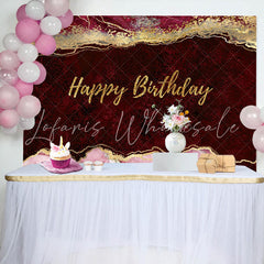 Lofaris Wine Red Gold Glitter Abstract Birthday Backdrop