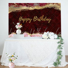 Lofaris Wine Red Gold Glitter Abstract Birthday Backdrop