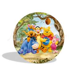 Winnie The Poor Theme Birthday Party Round Backdrop Cover Plinth Cylinder Pedestal Cloth Cover