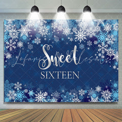 Lofaris Winter Blue Snowflake Boy Sweet Sixteen Birthday Backdrop