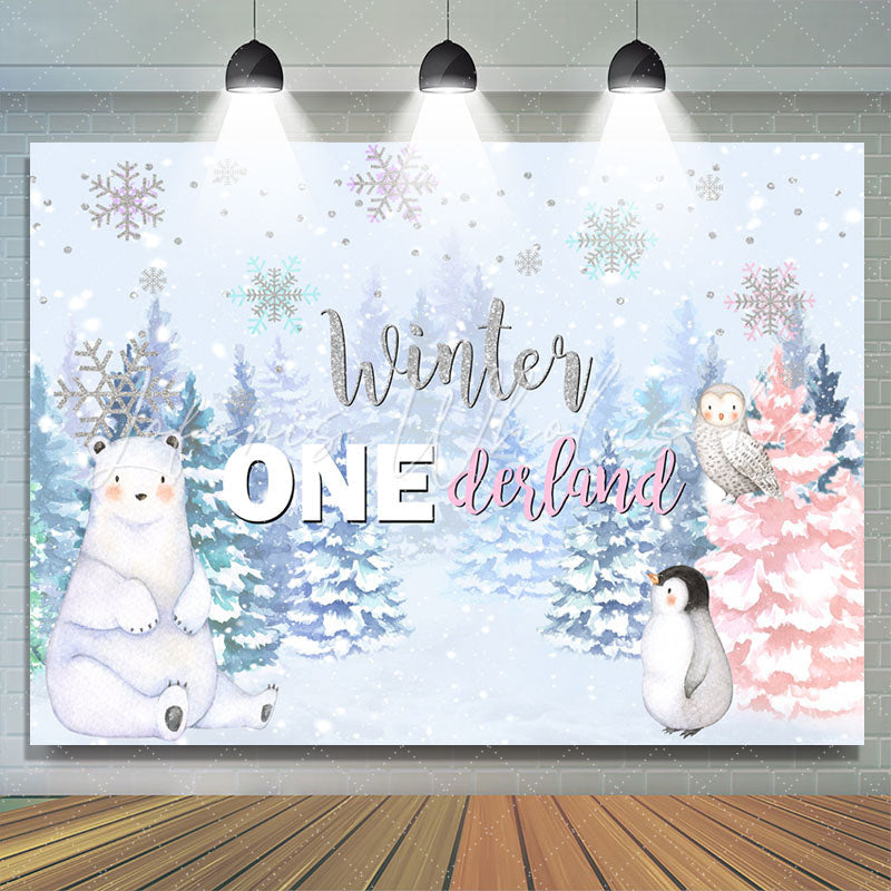 Lofaris Winter Onderlands Animals Forest 1St Birthday Backdrop