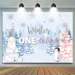 Lofaris Winter Onderlands Animals Forest 1St Birthday Backdrop