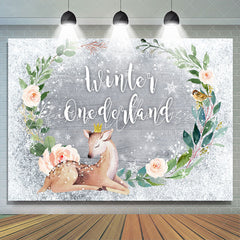 Lofaris Winter Onederland Baby Sika Deer 1St Birthday Backdrop