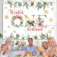 Lofaris Winter Onederland Christmas Happy Birthday Backdrop