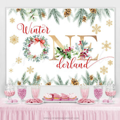 Lofaris Winter Onederland Christmas Happy Birthday Backdrop