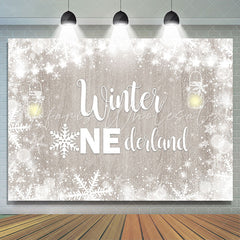 Lofaris Winter Onederland Snowflake Happy Birthday Backdrop