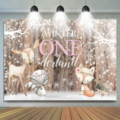 Lofaris Winter Onederland Snowflakes and Animals Birthday Backdrop