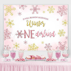 Lofaris Winter Pink Snowflake One-derland Photo Backdrop for Party