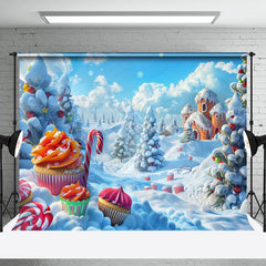 Lofaris Winter Snow Field Candyland Merry Christmas Backdrop