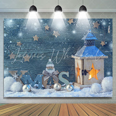 Lofaris Winter Wood Snowman Star Photo Christmas Backdrop