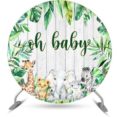 Lofaris Wood Monstera Animals Round Baby Shower Backdrop