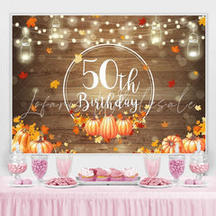 Lofaris Wood pumpkins maple leaves Happy 50th birthday backdrop