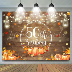 Lofaris Wood pumpkins maple leaves Happy 50th birthday backdrop