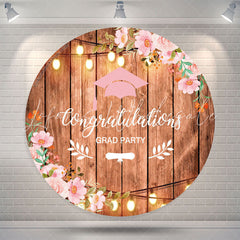 Lofaris Wooden Floral Round Congrats Grad Party Backdrop