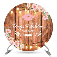 Lofaris Wooden Floral Round Congrats Grad Party Backdrop