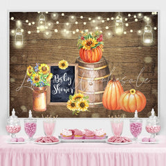 Lofaris Wooden pumpkin and sunflower baby shower backgruond