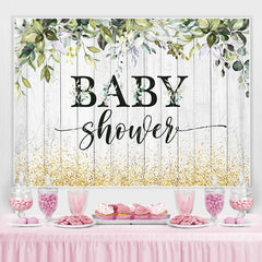 Lofaris Wooden Wihite and Golden Boken Baby Shower Backdrop