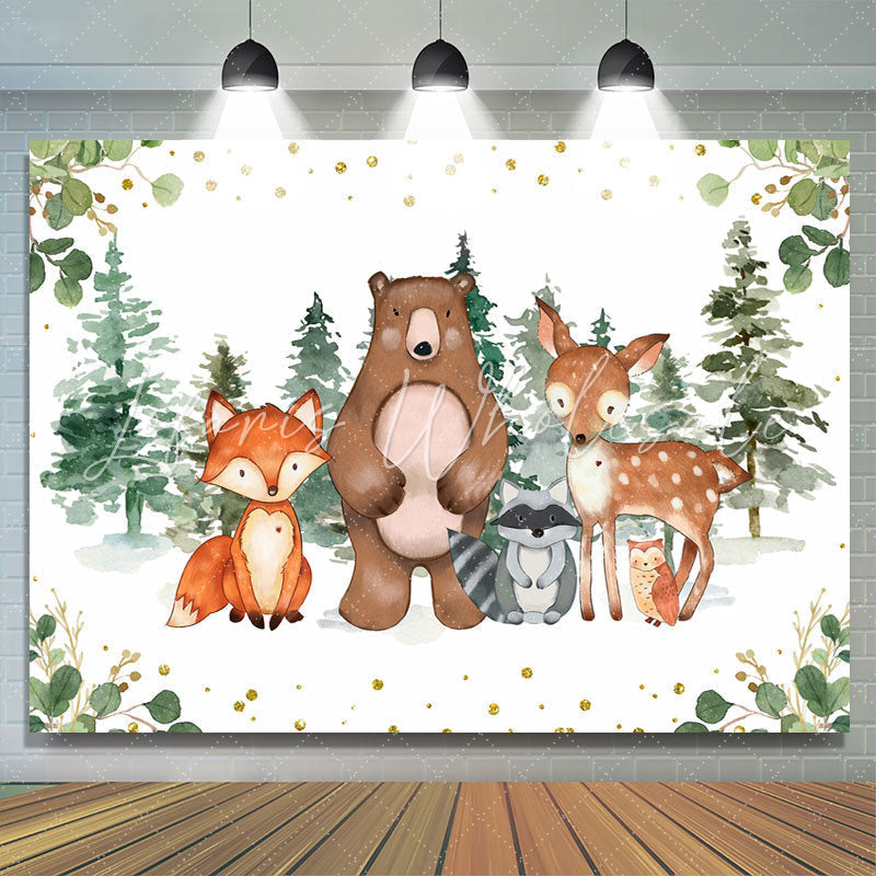 Lofaris Woodland Animals Jungle Theme Baby Shower Backdrop