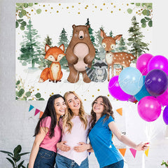 Lofaris Woodland Animals Jungle Theme Baby Shower Backdrop