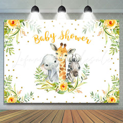 Lofaris Yellow Floral Green Leaf Animals Baby Shower Backdrop