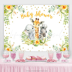 Lofaris Yellow Floral Green Leaf Animals Baby Shower Backdrop