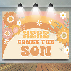 Lofaris Yellow Here Comes The Son Floral Baby Shower Backdrop