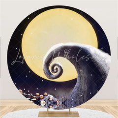 Lofaris Yellow Moon And Black Antenna Round Birthday Backdrop