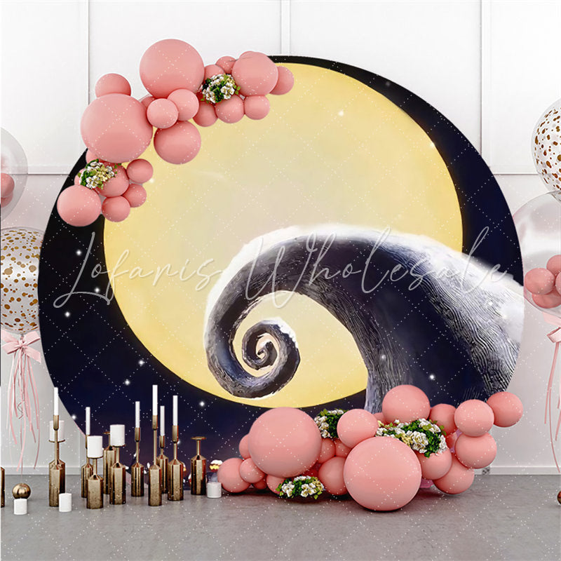 Lofaris Yellow Moon And Black Antenna Round Birthday Backdrop