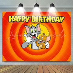 Lofaris Yellow Red Birthday Backdrop For Cartoon Mouse Cat Theme