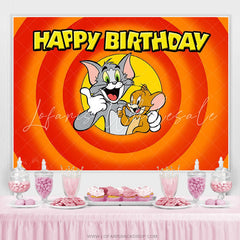 Lofaris Yellow Red Birthday Backdrop For Cartoon Mouse Cat Theme