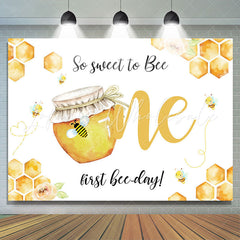 Lofaris Yellow So Sweet To Bee One Birthday Party Backdrop