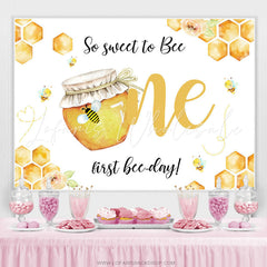 Lofaris Yellow So Sweet To Bee One Birthday Party Backdrop