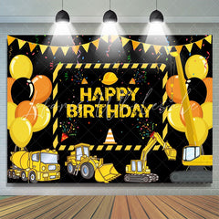 Lofaris Yellow Truck Balloons Ribbons Birthday Backdrop